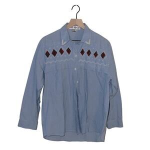 VNTG JANE ASHLEY pearl detail button up M